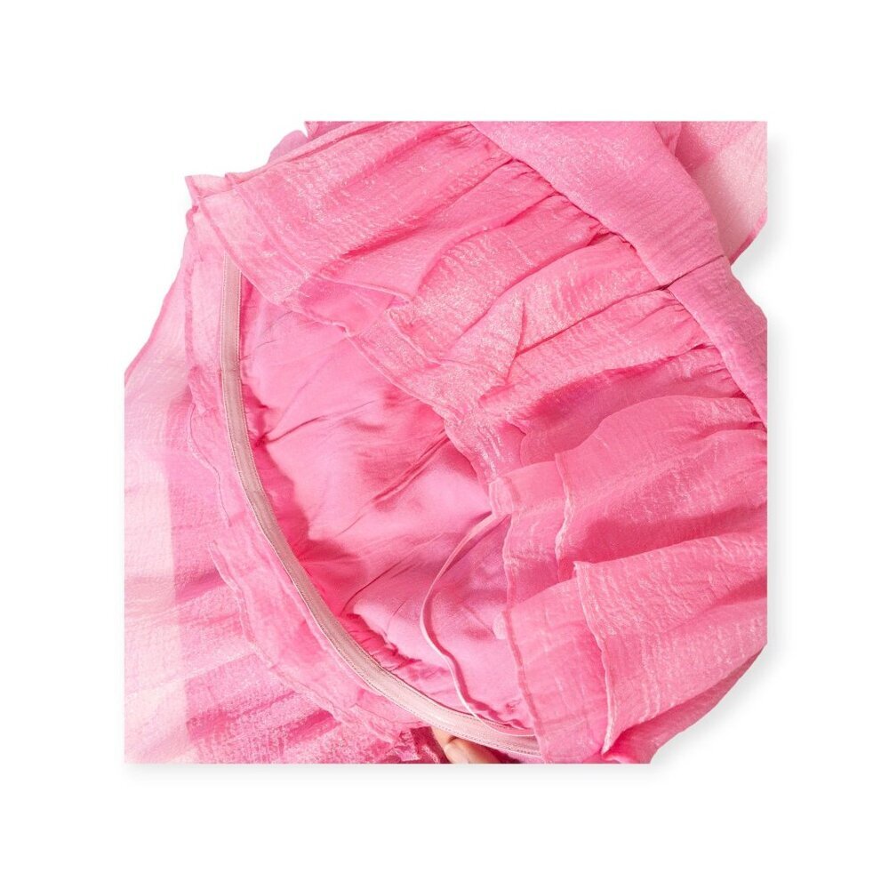 Day & Moon Pink Ruffled Strapless Dress SZ S Barbie Coquette - Picture 4 of 9